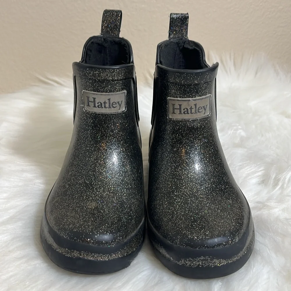 Hatley Black Silver Glitter Waterproof Rain Boots